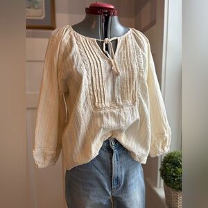 Marine Layer Cotton Cream Textured Blouse Size Small